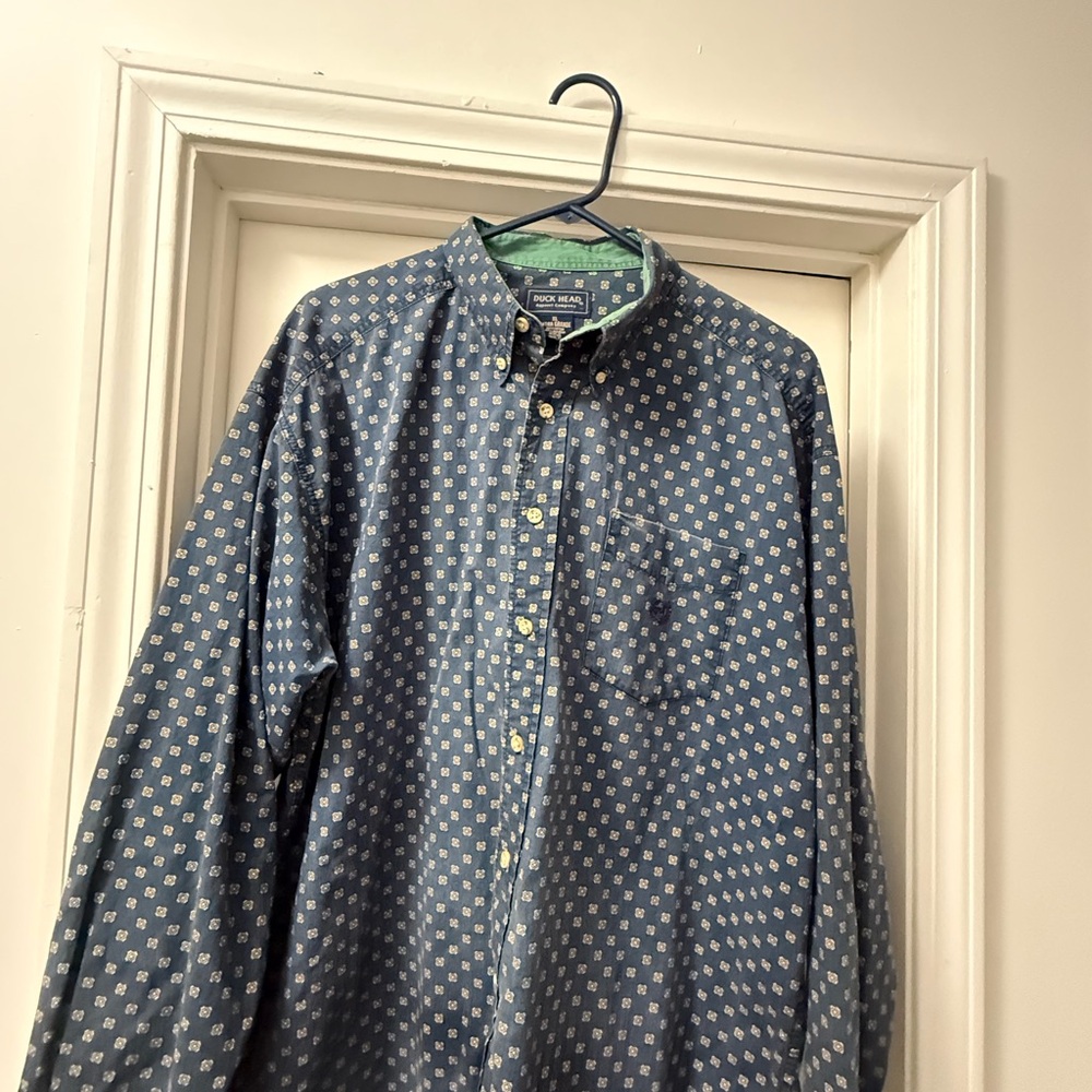 Duck Head Vintage Navy Patterned Men's Shirt XL